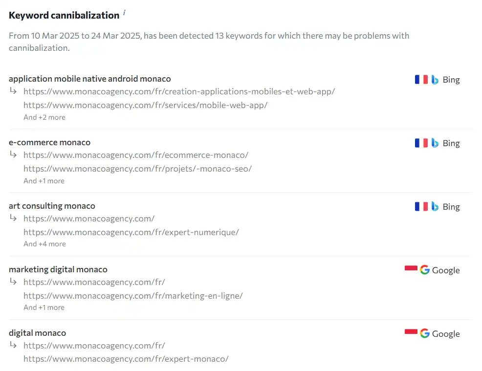 Baccana AEO : Révélez toutes les pages qui concourent pour les mêmes mots-clés grâce aux capacités de recherches profondes de l'IA.