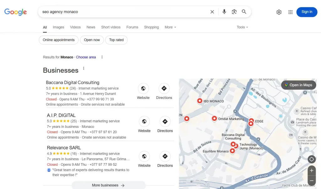 AI Overviews Search for Digital Agency in Monaco
